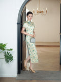 Modern Chinese Qipao, Mulberry Silk cheongsam, Evening Dress, spring floral qipao