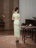 Modern Chinese Qipao, Mulberry Silk cheongsam, Evening Dress, spring floral qipao