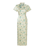Modern Chinese Qipao, Mulberry Silk cheongsam, Evening Dress, spring floral qipao