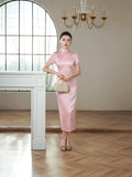 Kostenlose Änderung, traditionelles chinesisches Qipao-Kleid, Cheongsam aus Maulbeerseide, Abendkleid, volle Länge, Stehkragen