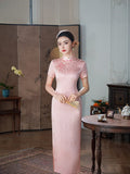 Kostenlose Änderung, traditionelles chinesisches Qipao-Kleid, Cheongsam aus Maulbeerseide, Abendkleid, volle Länge, Stehkragen