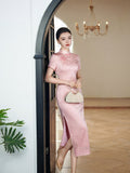 Kostenlose Änderung, traditionelles chinesisches Qipao-Kleid, Cheongsam aus Maulbeerseide, Abendkleid, volle Länge, Stehkragen
