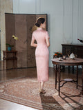 Kostenlose Änderung, traditionelles chinesisches Qipao-Kleid, Cheongsam aus Maulbeerseide, Abendkleid, volle Länge, Stehkragen