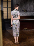 Modern Chinese Qipao, Mulberry Silk cheongsam,  Evening Dress, mandarin collar