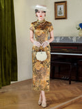 Kostenlose Änderung, traditionelles chinesisches Qipao-Kleid, Cheongsam aus Maulbeerseide, Abendkleid, Mandarinkragen