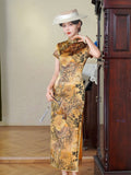 Kostenlose Änderung, traditionelles chinesisches Qipao-Kleid, Cheongsam aus Maulbeerseide, Abendkleid, Mandarinkragen