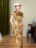 Kostenlose Änderung, traditionelles chinesisches Qipao-Kleid, Cheongsam aus Maulbeerseide, Abendkleid, Mandarinkragen