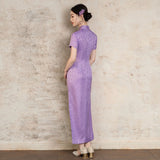 Modern Chinese Qipao, Mulberry Silk cheongsam, purple color,  Evening Dress, mandarin collar
