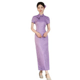 Modern Chinese Qipao, Mulberry Silk cheongsam, purple color,  Evening Dress, mandarin collar