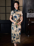 Modern Chinese Qipao, Mulberry Silk cheongsam, floral color, kneelength qipao