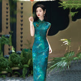Chinese Cheongsam, teal color qipao, Sleeveless summer qipao