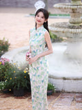 Modern Chinese qipao, light blue color, Chinese Cheongsam, Evening Dress, Ball Gowns