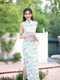 Modern Chinese qipao, light blue color, Chinese Cheongsam, Evening Dress, Ball Gowns