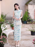 Modern Chinese qipao, light blue color, Chinese Cheongsam, Evening Dress, Ball Gowns