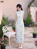Modern Chinese qipao, light blue color, Chinese Cheongsam, Evening Dress, Ball Gowns
