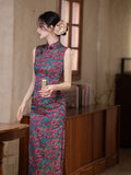 Modern Chinese Qipao, Chinese Cheongsam, floral pattern, mandarin collar