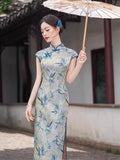 Modern Chinese Qipao, Evening Dress, multi color print, mandarin collar