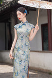 Modern Chinese Qipao, Evening Dress, multi color print, mandarin collar