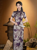 Modern Qipao dress,  Evening Dress, Full length, purple color