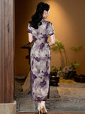 Modern Qipao dress,  Evening Dress, Full length, purple color