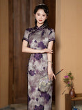 Modern Qipao dress,  Evening Dress, Full length, purple color