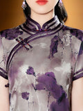 Modern Qipao dress,  Evening Dress, Full length, purple color