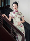 Modern Chinese qipao, Chinese Cheongsam, blue floral Qipao, Ball Gowns, Evening Dresses, mandarin collar