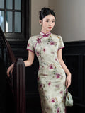Modern Chinese qipao, Chinese Cheongsam, blue floral Qipao, Ball Gowns, Evening Dresses, mandarin collar