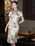 Modern Chinese qipao, Chinese Cheongsam, blue floral Qipao, Ball Gowns, Evening Dresses, mandarin collar