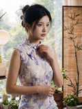 Traditionelles chinesisches Kleid, chinesisches Cheongsam, sommergelbes Qipao, Abendkleid, Ballkleider, Stehkragen