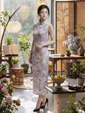 Traditionelles chinesisches Kleid, chinesisches Cheongsam, sommergelbes Qipao, Abendkleid, Ballkleider, Stehkragen