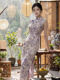 Traditionelles chinesisches Kleid, chinesisches Cheongsam, sommergelbes Qipao, Abendkleid, Ballkleider, Stehkragen
