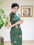 Modern Chinese qipao, Chinese Cheongsam Dress, Evening Dresses, Ball Gowns, green floral