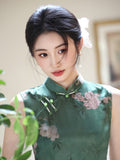 Modern Chinese qipao, Chinese Cheongsam Dress, Evening Dresses, Ball Gowns, green floral