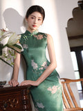 Modern Chinese qipao, Chinese Cheongsam Dress, Evening Dresses, Ball Gowns, green floral