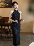 Modern qipao, Cheongsam Dress, Evening Dress, Black jacquard