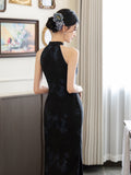 Modern qipao, Cheongsam Dress, Evening Dress, Black jacquard