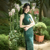 Modern Chinese Qipao,  Evening Dress, halter neck