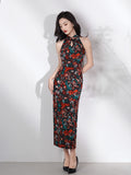 Modern Chinese qipao, Cheongsam Dress, Evening Dress, floral qipao