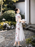 Modern Aodai, aodai qipao, flower pattern, 2 colors