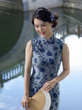 Moderner chinesischer Qipao, chinesischer Cheongsam, lila Qipao, Ballkleider, Stehkragen
