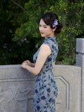 Moderner chinesischer Qipao, chinesischer Cheongsam, lila Qipao, Ballkleider, Stehkragen