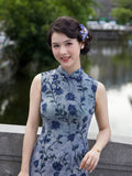 Moderner chinesischer Qipao, chinesischer Cheongsam, lila Qipao, Ballkleider, Stehkragen