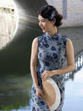 Moderner chinesischer Qipao, chinesischer Cheongsam, lila Qipao, Ballkleider, Stehkragen