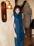Modern Chinese Qipao, China Cheongsam, Long spring Qipao, flower prints, mandarin collar