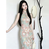 Modern qipao, Chinese Cheongsam, Evening Dress, Ball Gowns, Floral qipao, sleeveless qipao, mandarin collar