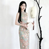 Modern qipao, Chinese Cheongsam, Evening Dress, Ball Gowns, Floral qipao, sleeveless qipao, mandarin collar
