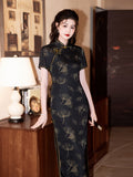 Modern Chinese dress, black qipao, Ball Gowns