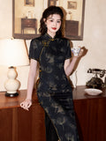 Modern Chinese dress, black qipao, Ball Gowns