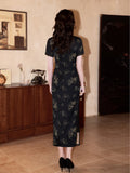 Modern Chinese dress, black qipao, Ball Gowns